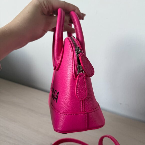 NWT Balenciaga XXS Ville Top Handle Bag Grained Calfskin Leather In Fuchsia - Picture 5 of 10